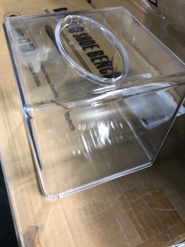 Photo 2 of Acrylic Tissue Box Holder, Square Clear Tissue Box Dispenser for Facial Tissue, Napkins, Dryer Sheets. Perfect for Bathroom, Desks, Countertop, Vanity, Bedroom Dressers, Night Stands (Square, Clear)