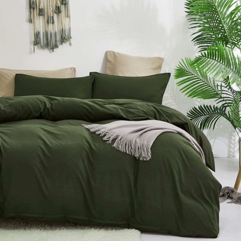 Photo 1 of  Breathable Olive Green Comforter Set Women Soft Army Green Full Size Comforter Set Skin Friendly