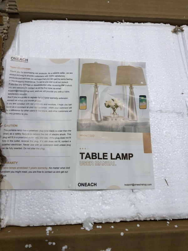 Photo 1 of Oneach 3-Way Dimmable Touch Control Modern USB Table Lamp Set of 2 for Living Room Bedroom Bedside Nightstand Lamps Fabric Shade 25.8" Vintage Accent Light Gold Antique Brass Gold touch control