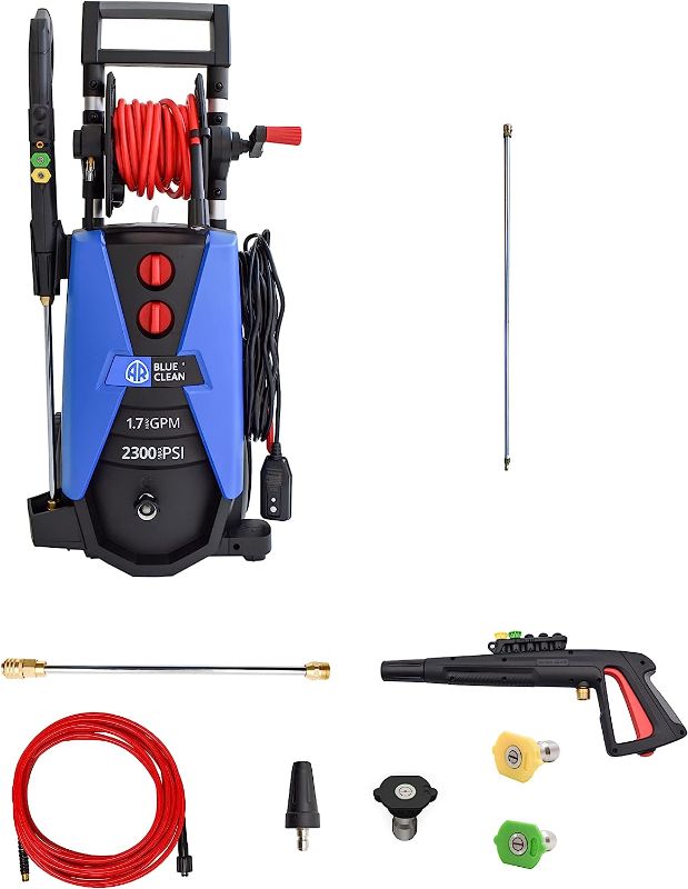 Photo 1 of AR Blue Clean BC390HSS-BNDLNC, Includes BC390HSS Electric Pressure Washer with 12' Quick Connect Extension Lance. 2300 PSI, 1.7 GPM, Easy Quick Connection Lance, Trigger Gun, 25' Hose, 32 lbs