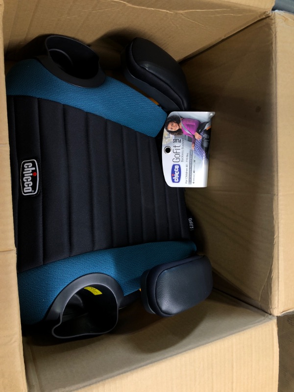 Photo 2 of Chicco GoFit Plus Backless Booster Car Seat with Quick-Release Latch, Travel Booster Seat for Car, Portable Car Booster Seat for Children 40-110 lbs. | Stream/Blue Stream GoFit Plus