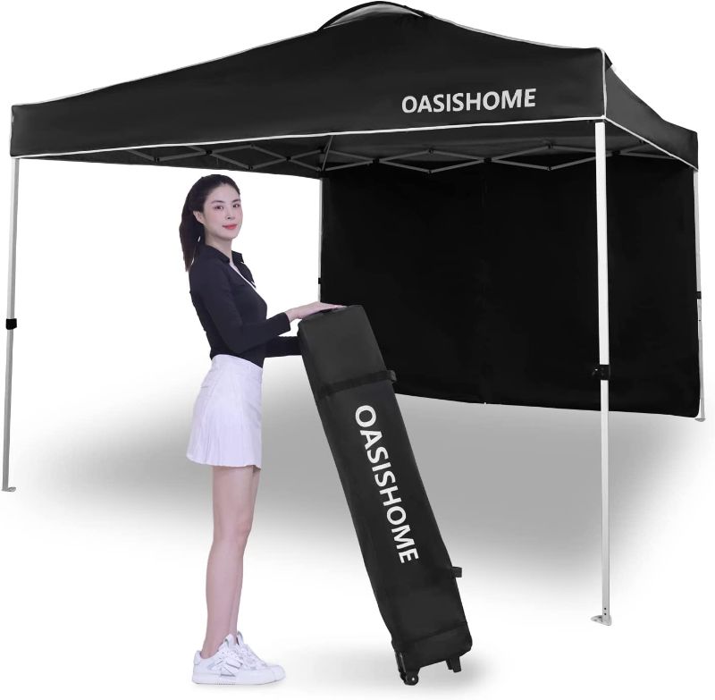 Photo 1 of 
Roll over image to zoom in



OASISHOME Pop-up Gazebo Instant Portable Canopy Tent 10'x10', with 1 Sidewall, Wheeled Bag, for Outdoor/Beach Parties and Trade Shows (10FTx10FT, Black)
may missing some screws