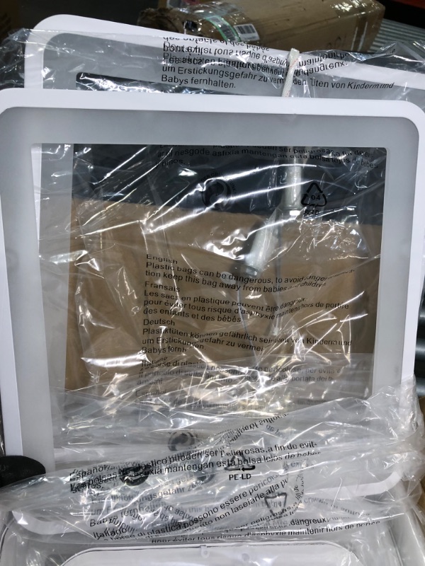 Photo 1 of Modern Dimmable LED Ceiling Lights, White Flush Mount Light Fixtures with Remote Control, Large Square 8-Ring Lamps for Living Room, Bedroom, 100W 