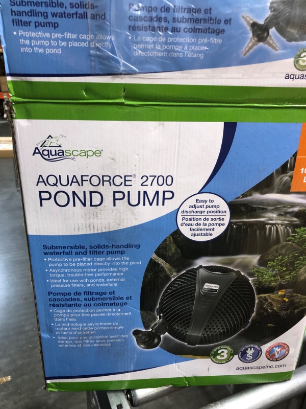 Photo 3 of Aquascape 91012 AquaForce 2700 Asynchronous Pump with Protective Cage for Ponds and Pondless Waterfalls, 2,695 GPH,Black 
unable to test
