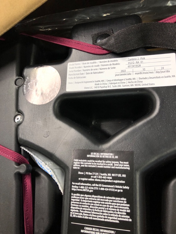 Photo 1 of Diono Cambria 2 XL 2022, Dual Latch Connectors, 2-in-1 Belt Positioning Booster Seat, High-Back to Backless Booster with Space and Room to Grow, 8 Years 1 Booster Seat, Pink NEW! Pink