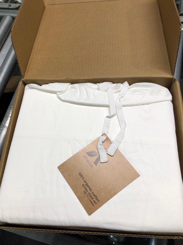 Photo 3 of Amazon Aware 100% Organic Cotton 300 Thread Count Sheet Set - White, Queen White Queen Sheet Set