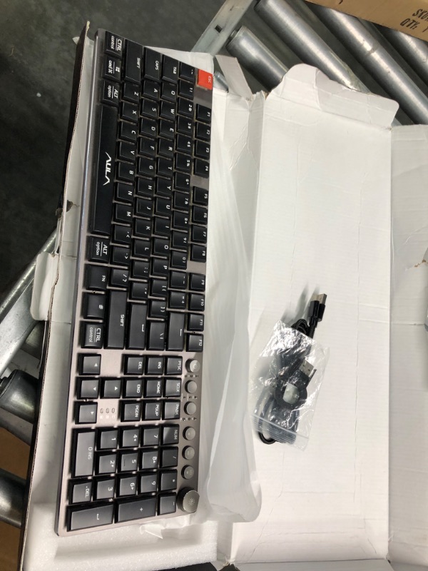 Photo 3 of SOLAKAKA Full Size Low Profile Mechanical Keyboard LED Backlit Wired/2.4Ghz/Bluetooth Wireless Gaming Keyboard Blue Switch