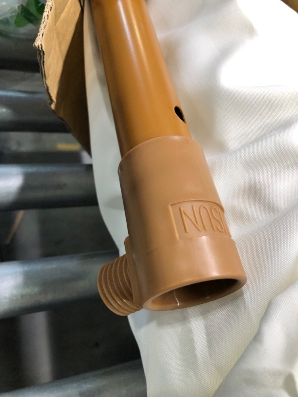 Photo 2 of AMMSUN 7ft Patio Umbrella with Fringe Outdoor Tassel Umbrella UPF50+ Wood Color Steel Pole and Steel Ribs Push Button Tilt,White Cream Elegant Cream
