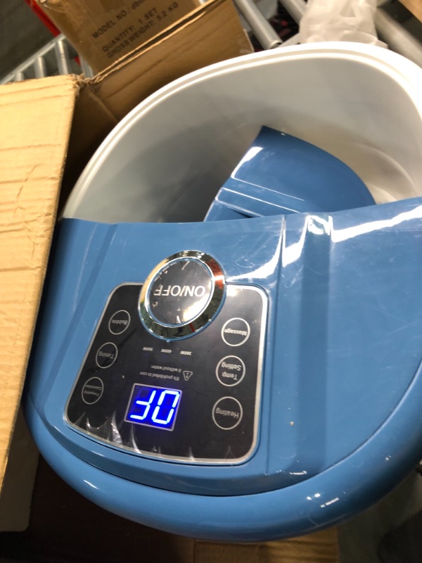 Photo 4 of Foot Bath Spa Massager with Heat Bubbles,Pedicure Spa Soaker 16 Motorized Shiatsu Roller Massage Feet, Frequency Conversion, Adjustable Time & Temperature, LED Display Touch-Key Blue