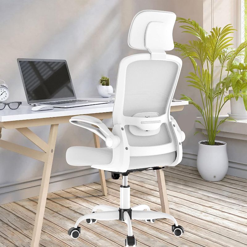 Photo 1 of  Ergonomic Office Chair Office Chair with Lumbar Support & Headrest & Flip-up Arms Height Adjustable Rocking Home Office Desk Chairs Swivel High Back Computer Chair 
MAY MISSING SCREWS 

