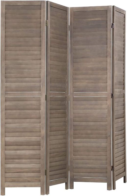 Photo 1 of 
4 Panel Wood Room Divider Folding Wood Screen for Home Office Bedroom Restaurant ?Brown?171x42x11.5cm