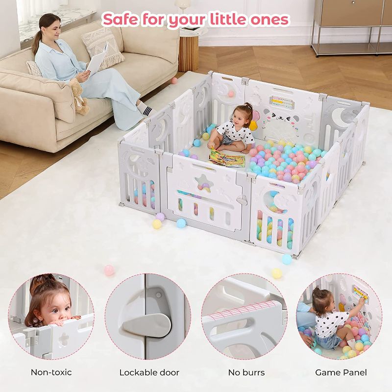 Photo 1 of Baby Playpen, Dripex Foldable Playpen for Babies and Toddlers, Baby Fence Play Area, Custom Shape, Easy Assemble and Storage, Play Yard for Babies Safety, Indoor Outdoor Baby Play Pen