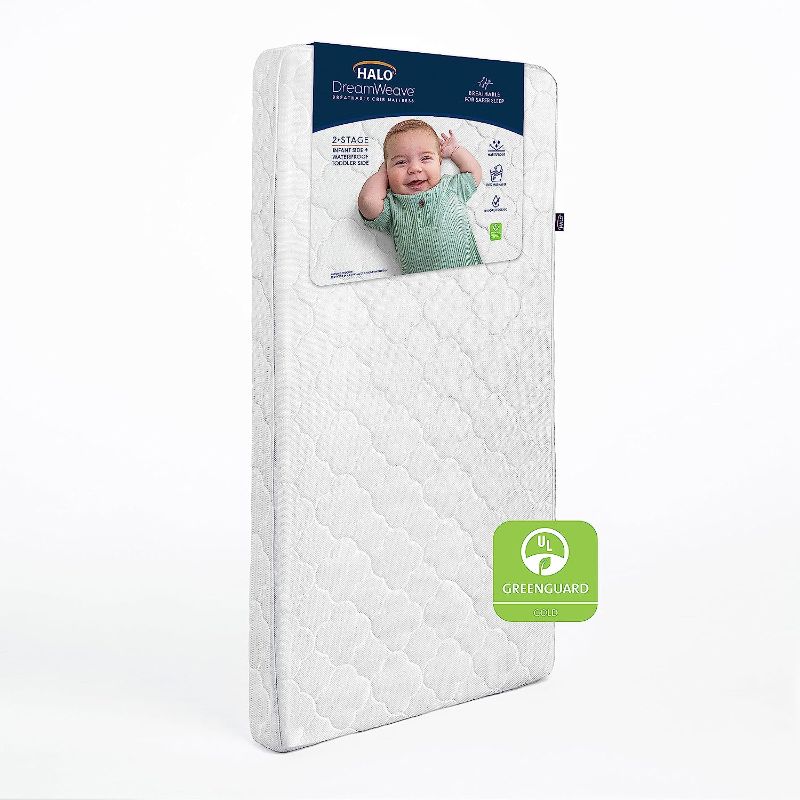 Photo 1 of HALO DreamWeave Baby Crib Mattress and Toddler Bed, Breathable, Dual Sided 2-Stage Design, 100% Breathable Mattress, Machine Washable Cover, Hypoallergenic, Non-Toxic Materials, Greenguard  Cert.