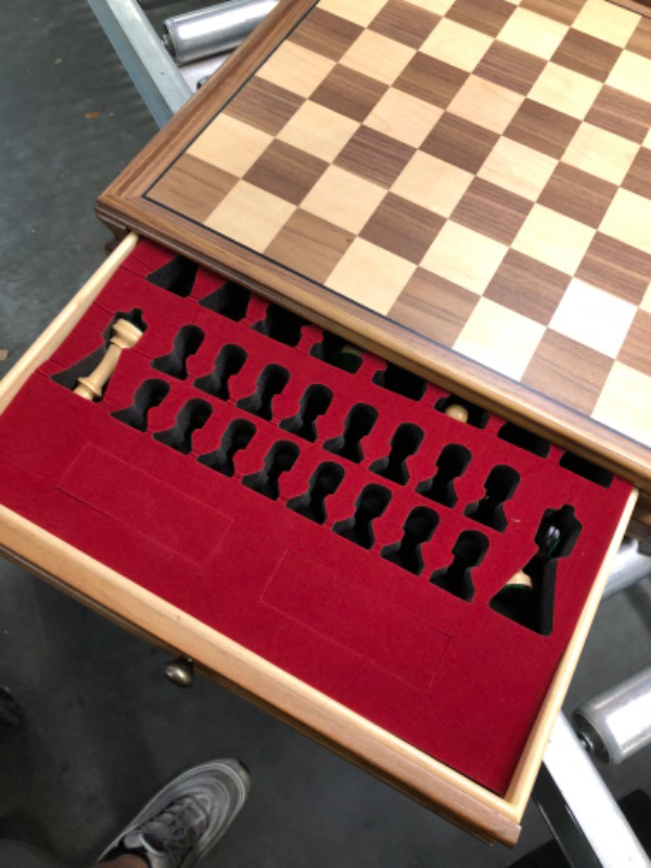 Photo 4 of A&A 15 inch Walnut Wooden Chess Sets w/ Storage Drawer / Triple Weighted Chess Pieces - 3.0 inch King Height/ Walnut Box w/Walnut & Maple Inlay / 2 Extra Queen / Classic 2 in 1 Board Games/ Chess Only Triple Weighted Pieces w/ Walnut Box