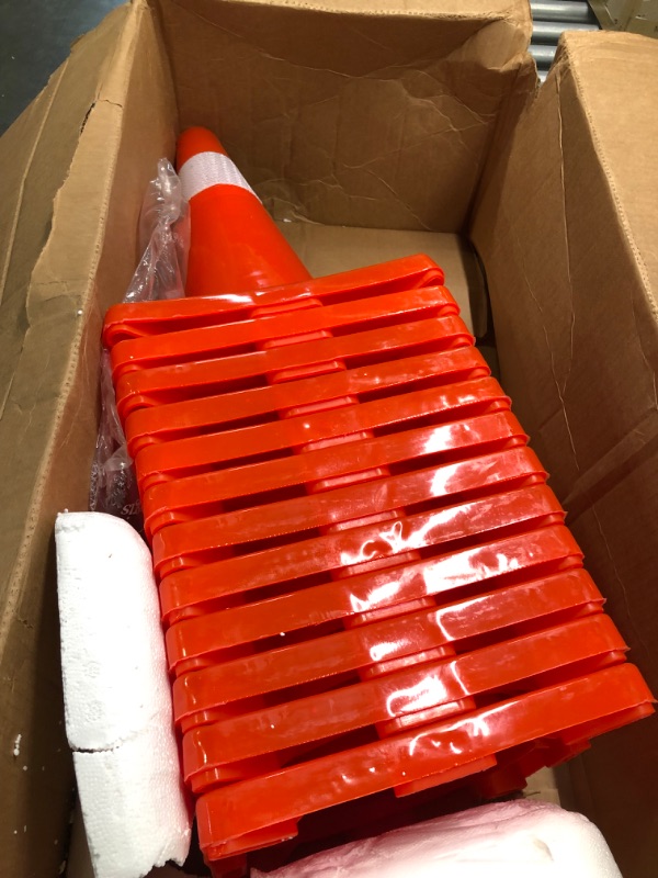 Photo 1 of BATTIFE 12Pack Traffic Safety Cones 18 inches with Reflective Collars, Durable PVC Orange Construction Cone for Traffic Control, Driveway Road Parking