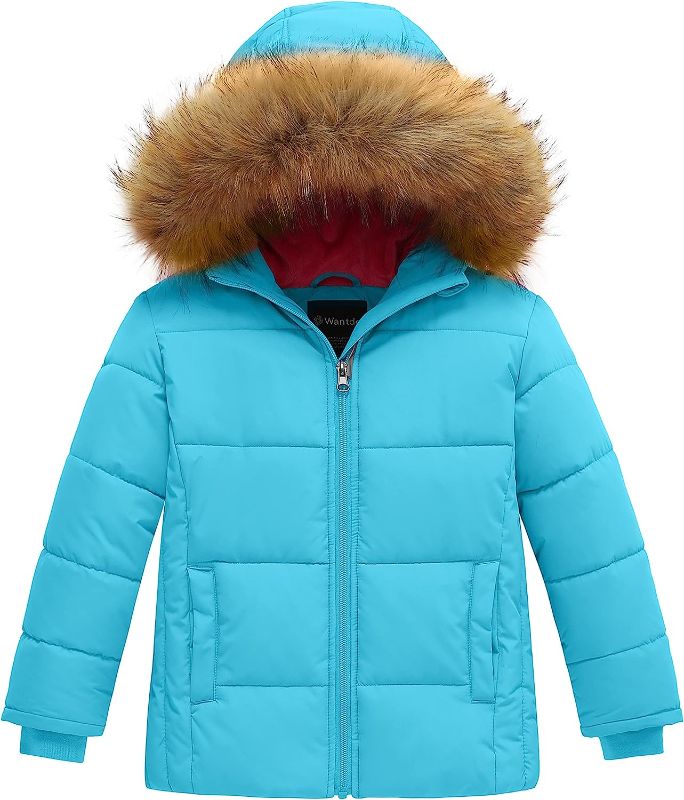 Photo 1 of Wantdo Kids Girls' Water Resistant Winter Coat Warm Insulated Puffer Jacket with Faxu Fur Hood Size 6-7