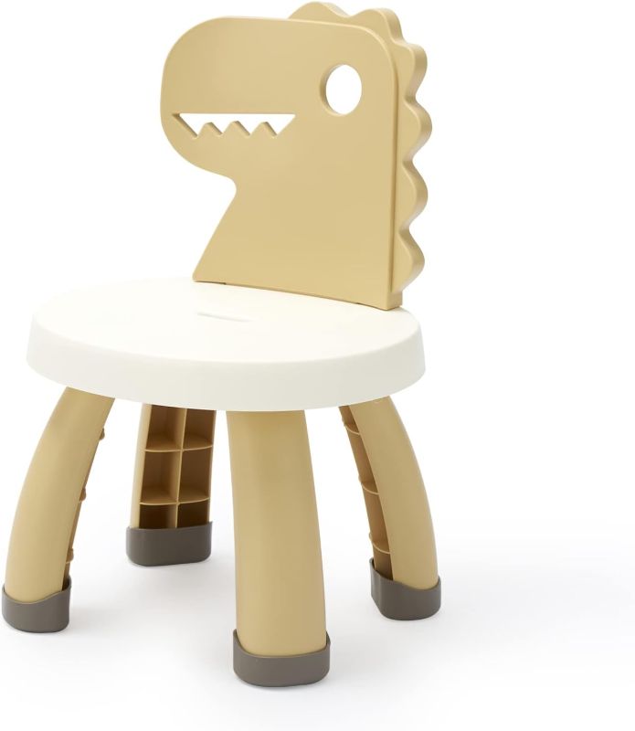 Photo 1 of Toddler Chair,Plastic Kids Dino Chair,Sturdy Durable and Lightweight Toddler's Activity Chairs,Anti-Slip Ergonomic Design Kids Step Stool,Indoor or Outdoor Use for Boys Girls Aged 2+ (Yellow)