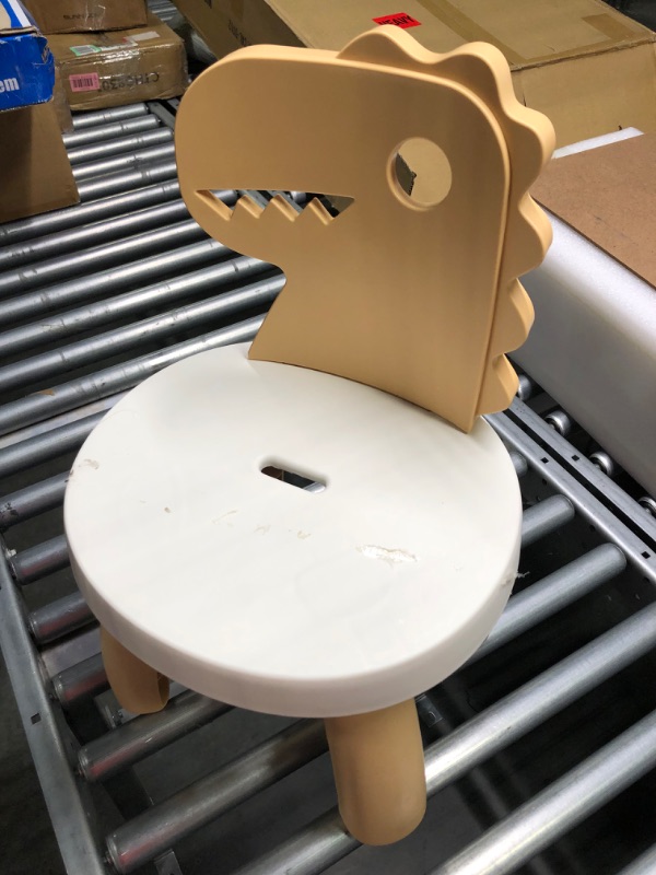 Photo 1 of Toddler Chair,Plastic Kids Dino Chair,Sturdy Durable and Lightweight Toddler's Activity Chairs,Anti-Slip Ergonomic Design Kids Step Stool,Indoor or Outdoor Use for Boys Girls Aged 2+ (Yellow)
