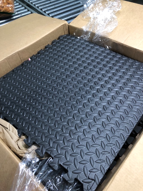 Photo 2 of  Interlocking Foam Mats innhom Puzzle Exercise Mat with EVA Foam Interlocking Tiles, 6 Tiles, Black 23.6x23.6