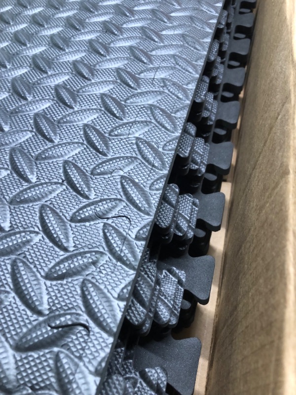 Photo 4 of  Interlocking Foam Mats innhom Puzzle Exercise Mat with EVA Foam Interlocking Tiles, 6 Tiles, Black 23.6x23.6