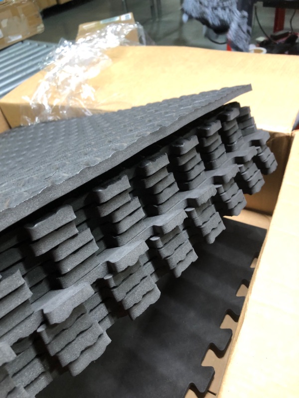 Photo 5 of  Interlocking Foam Mats innhom Puzzle Exercise Mat with EVA Foam Interlocking Tiles, 6 Tiles, Black 23.6x23.6