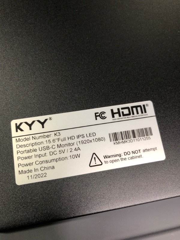 Photo 4 of KYY Portable Monitor 15.6inch 1080P FHD USB-C Laptop Monitor HDMI Computer Display HDR IPS Gaming Monitor w/Premium Smart Cover & Speakers, External Monitor for Laptop PC Mac Phone PS4 Xbox Switch
