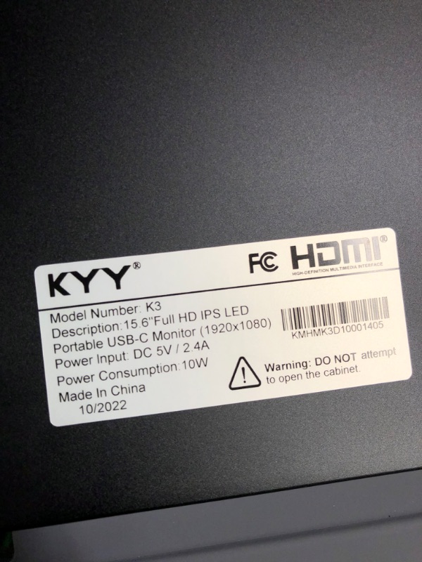 Photo 5 of KYY Portable Monitor 15.6inch 1080P FHD USB-C Laptop Monitor HDMI Computer Display HDR IPS Gaming Monitor w/Premium Smart Cover & Speakers, External Monitor for Laptop PC Mac Phone PS4 Xbox Switch
