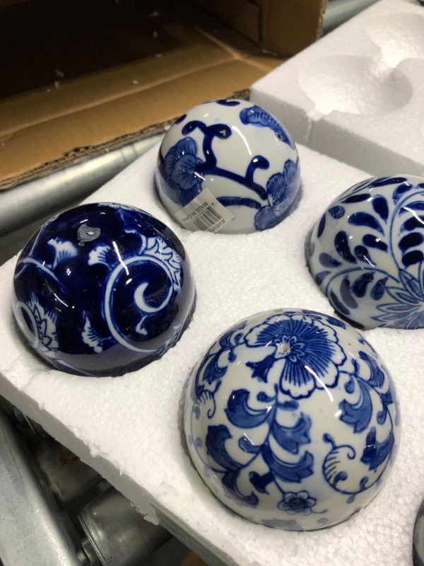 Photo 5 of A&B Home 3" Blue and White Oriental Decorative Orbs for Bowls Vases Table Centerpiece Decor Set of 6 Ceramic Sphere Ball 3" Blue/White