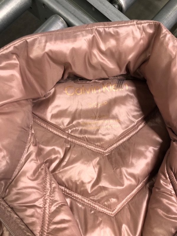 Photo 5 of Calvin Klein Women's Chevron Quilted Packable Down Jacket (Standard and Plus) Standard Small Shine Rosewood