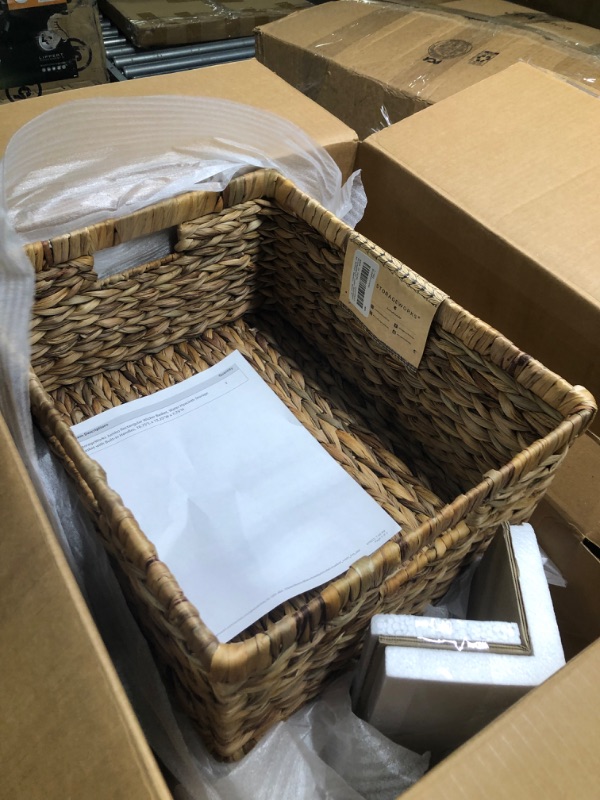 Photo 1 of 2 StorageWorks Jumbo Rectangular Wicker Basket, Water Hyacinth Storage Basket with Built-in Handles, 16 ¾ x 13 ¼ x 7 ¾ inches Natural (Water Hyacinth) 16.75"L x 13.25"W x 7.75"H