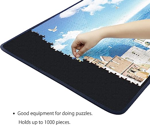 Photo 3 of Becko Jigsaw Puzzle Board Portable Puzzle Mat for Puzzle Storage Puzzle Saver, Non-Slip Surface, Up to 1000 Pieces (Black)