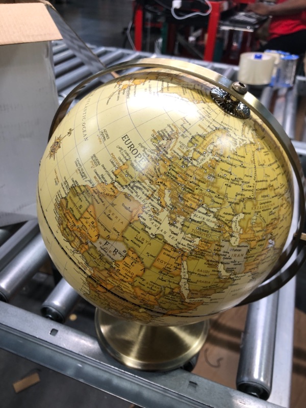 Photo 2 of Exerz 10" Antique Globe with A Wood Base - World Globe Rotating Vintage Decorative - Diametre 10 inches 8" Antique