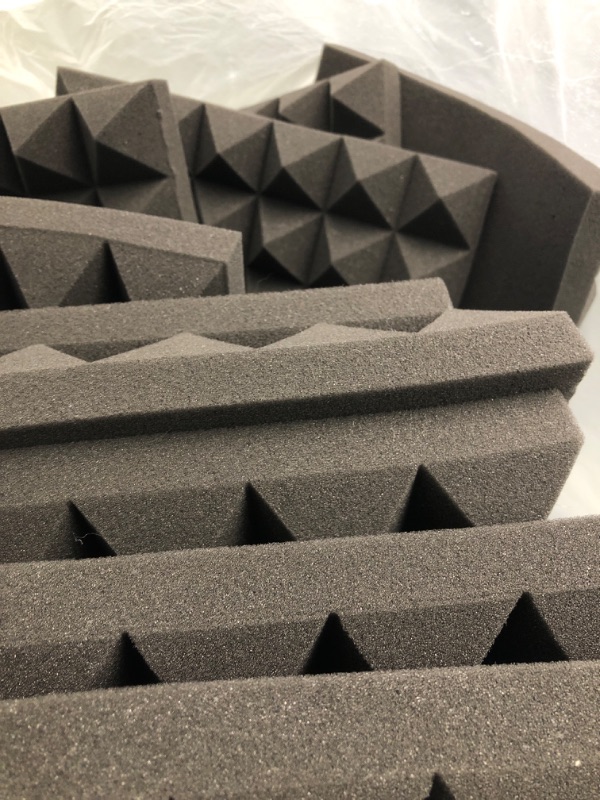 Photo 3 of 12 Pack-12 x 12 x 2 Inches Pyramid Designed Acoustic Foam Panels, Sound Proof Foam Panels Black, High Density and Fire Resistant Acoustic Panels, Sound Panels, Studio Foam for Wall and Ceiling 12 x 12 x 2 Inches 12 Pack - Black Pyramid