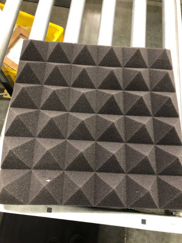 Photo 2 of 12 Pack-12 x 12 x 2 Inches Pyramid Designed Acoustic Foam Panels, Sound Proof Foam Panels Black, High Density and Fire Resistant Acoustic Panels, Sound Panels, Studio Foam for Wall and Ceiling 12 x 12 x 2 Inches 12 Pack - Black Pyramid