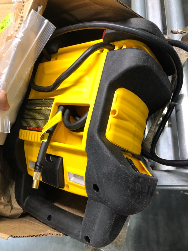 Photo 3 of DEWALT DXAEJ14 Digital Portable Power Station Jump Starter: 1400 Peak/700 Instant Amps, 120 PSI Digital Air Compressor, 3.1A USB Ports, Battery Clamps , Yellow