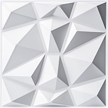 Photo 4 of Art3d Decorative 3D Wall Panels in Diamond Design, 12"x12" Matt White (33 Pack)