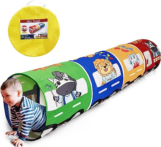 Photo 1 of 6FT Kids Play Tunnel for Toddlers 1-3, Pop Up Tunnels for Kids to Crawl Through, Baby Tunnel with Cartoon Animals, Game Tent Toy, Indoor Outdoor Crawl Tube for Kids Dog Cat Pet, Gifts for Boys Girls