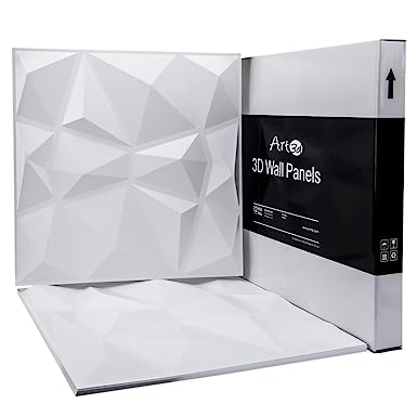 Photo 1 of Art3d Textures 3D Wall Panels White Diamond Design Pack of 12 Tiles 32 Sq Ft (PVC)