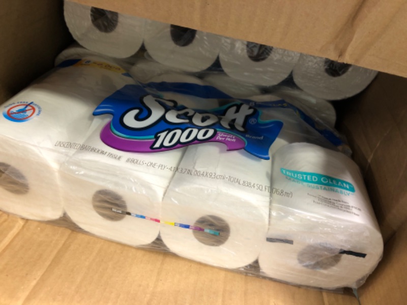 Photo 3 of Scott 1000 Toilet Paper, 32 Regular Rolls, Septic-Safe, 1-Ply Toilet Tissue