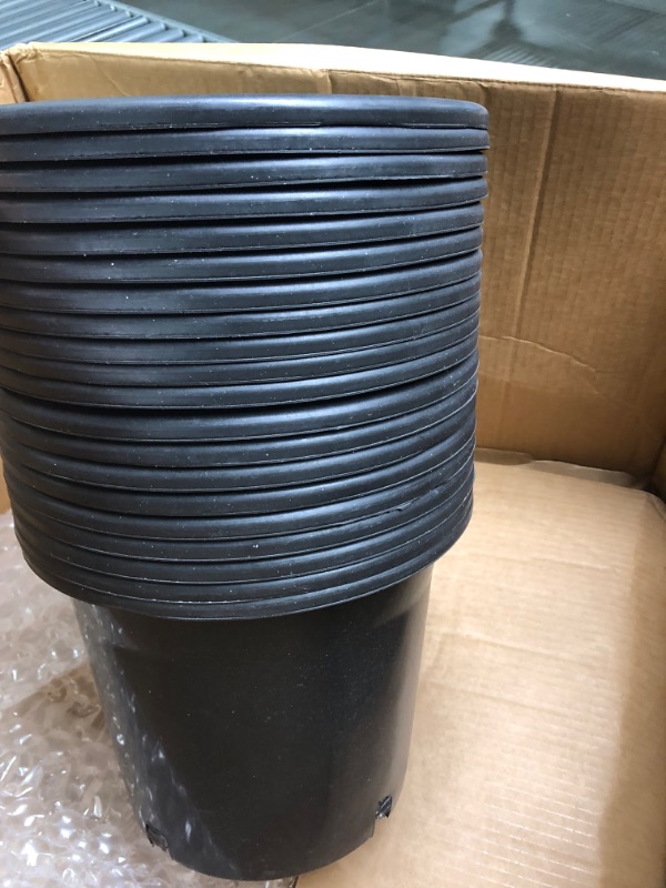 Photo 3 of 12 Inch Round Prima Planter - Plastic Plant Pot with Rolled Rim for Indoor Outdoor Plants Flowers Herbs, Black