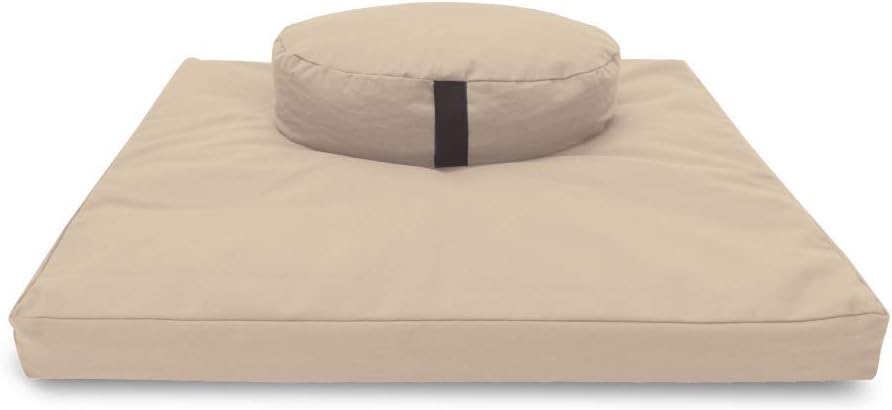 Photo 1 of Bean Products Zafu & Zabuton Meditation Cushion Set - Round & XL Oval - Handcrafted in The USA with Organic Materials - Removable Covers for Easy Cleaning
