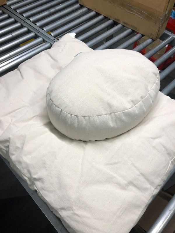 Photo 3 of Bean Products Zafu & Zabuton Meditation Cushion Set - Round & XL Oval - Handcrafted in The USA with Organic Materials - Removable Covers for Easy Cleaning
