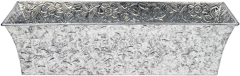 Photo 1 of Achla Embossed Galvanized Planter Boxes, Gray, 24" L,