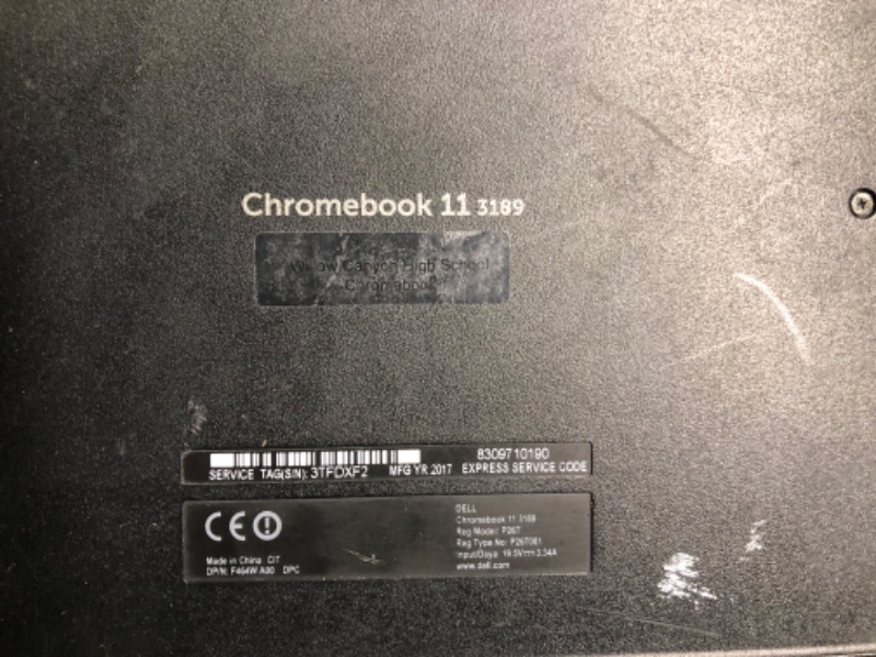 Photo 5 of Dell Chromebook 3189 Laptop, 11.6" HD (1366 x 768) Non-Touch, Intel Celeron N3060, 4GB RAM, 32GB eMMC SSD, Chrome OS (sell for parts)