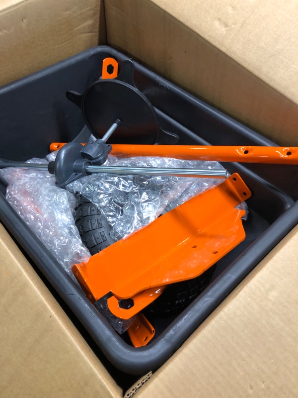 Photo 1 of Agri-Fab Inc 45-0530-131, 85 lb. Tow Broadcast Spreader, Black/Orange