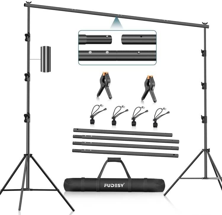 Photo 1 of FUDESY Photo Video Studio 10 x 10Ft Heavy Duty Adjustable Backdrop Stand,Background Support System for Photography with Carry Bag,Two Pieces Spring Clamps