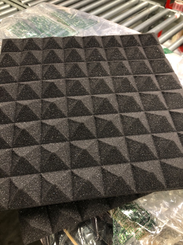 Photo 3 of Acoustic Panels - 40 Pack Set 12x12x2 Inches Black Pyramid Acoustic Foam, Fire-Proofed Soundproof Wall Panels, 25kg/cbm Sound Proof Foam Panels ? Sound Panels for Recording Studio and Music Room 12 x 12 x 2 Inches 40 Pack - Black Pyramid