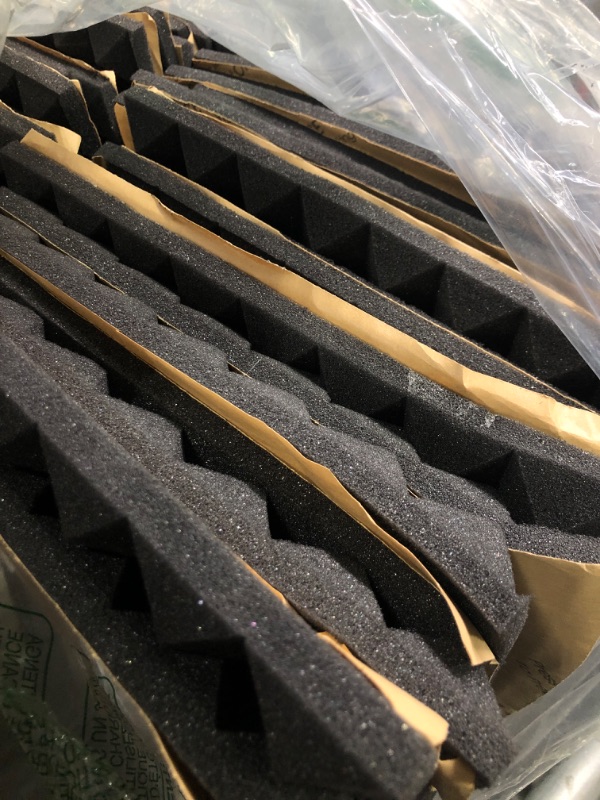 Photo 4 of Acoustic Panels - 40 Pack Set 12x12x2 Inches Black Pyramid Acoustic Foam, Fire-Proofed Soundproof Wall Panels, 25kg/cbm Sound Proof Foam Panels ? Sound Panels for Recording Studio and Music Room 12 x 12 x 2 Inches 40 Pack - Black Pyramid