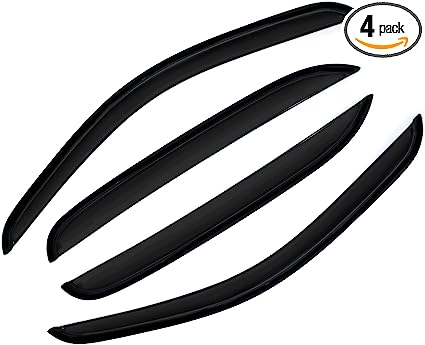 Photo 1 of D&O MOTOR 4pcs Front+Rear Smoke Sun/Rain Guard Wind Deflector Outside Mount Tape-On Window Visors Compatible with 2006-2014 Honda Ridgeline Crew Cab ONLY