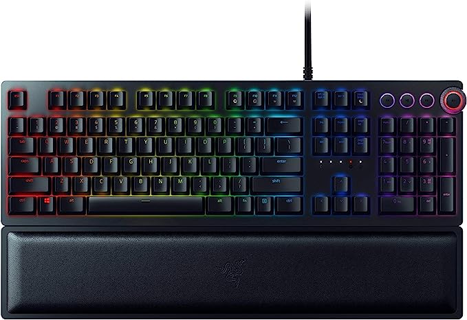 Photo 1 of RAZER HUNTSMAN ELITE: Opto-Mechanical Switch - Multi-Functional Digital Dial & Media Keys - Leatherette Wrist Rest - 4-Side Underglow - Gaming Keyboard